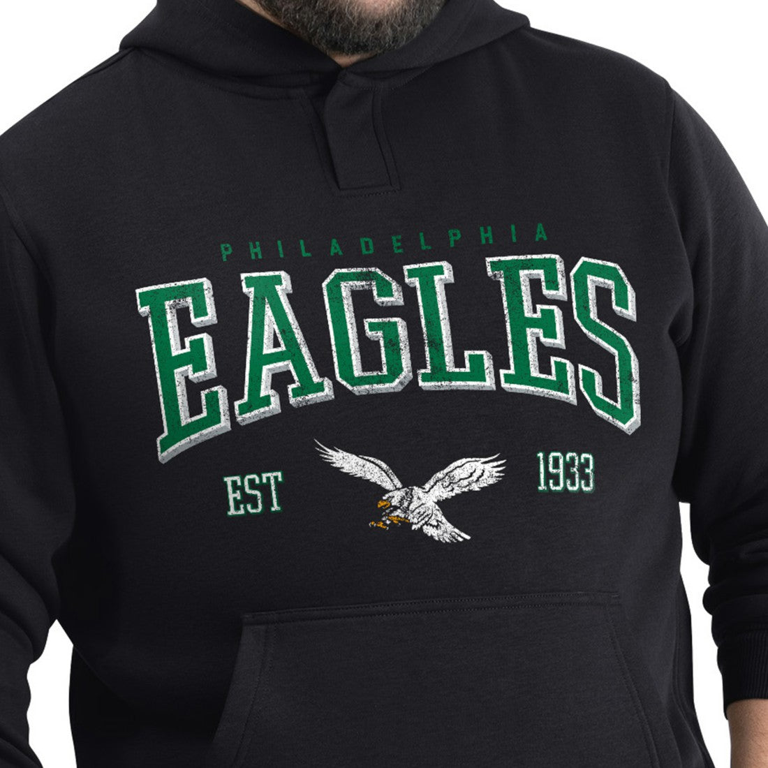 Philadelphia Eagles G-III Sports by Carl Banks Adaptive Team Spirit Graphic Fleece Pullover Hoodie - Black - NFL