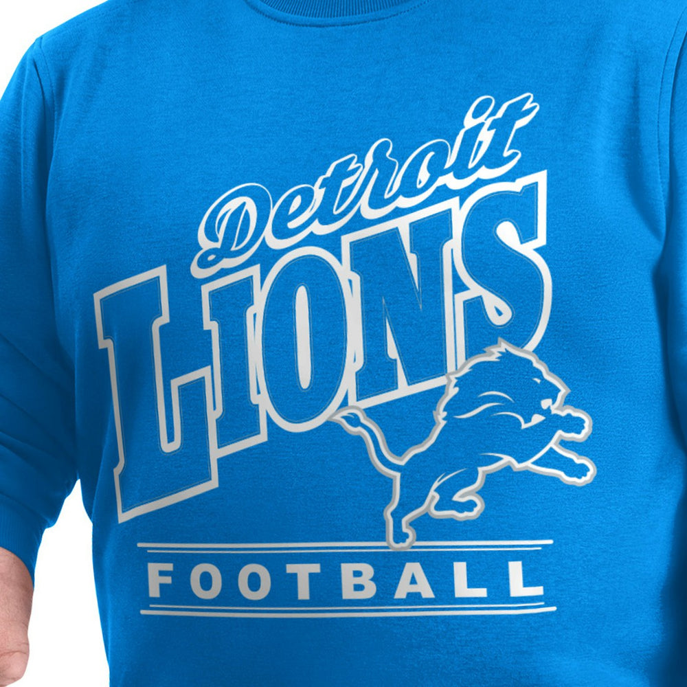 Detroit Lions G-III Sports by Carl Banks Adaptive Headliner Team Name Graphic Fleece Pullover Sweatshirt - Blue - NFL