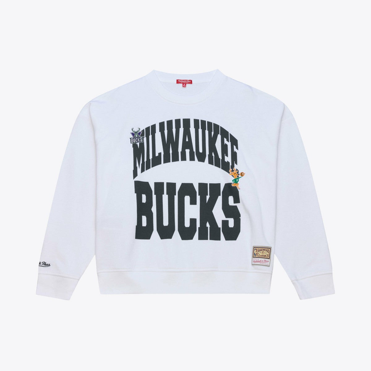 Mitchell & Ness Milwaukee Bucks Women's Lightweight Block Letter Sweatshirt White