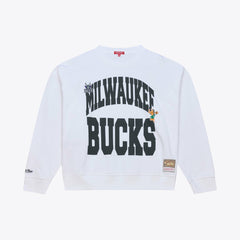 Mitchell & Ness Milwaukee Bucks Women's Lightweight Block Letter Sweatshirt White
