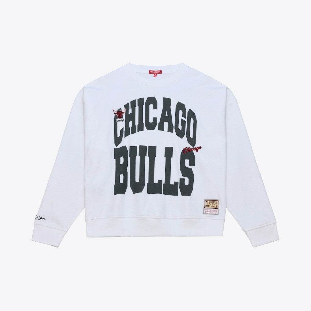 Mitchell & Ness Chicago Bulls Women's Lightweight Block Letter Sweatshirt White