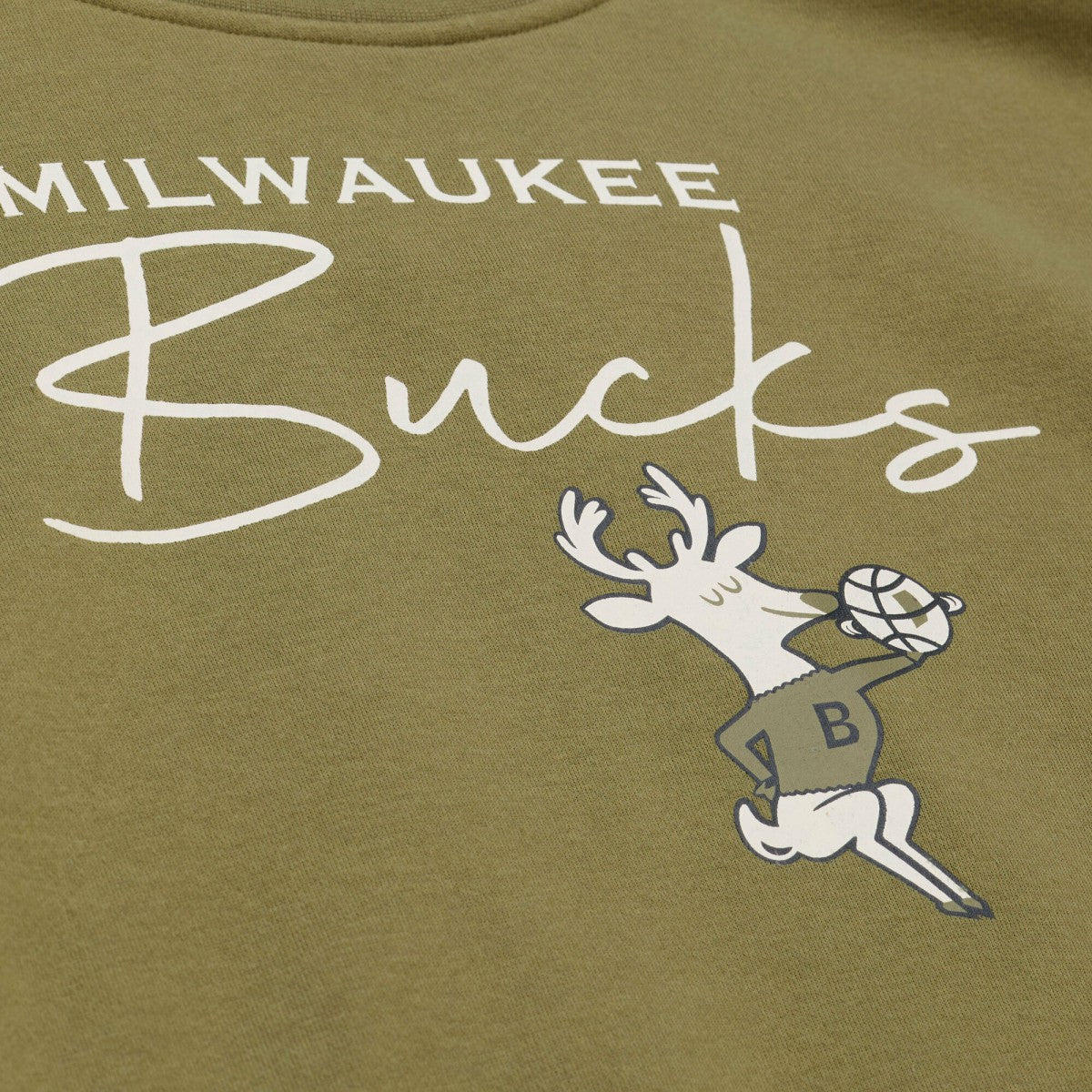 Mitchell & Ness Milwaukee Bucks Women's Lightweight Script Sweatshirt Olive