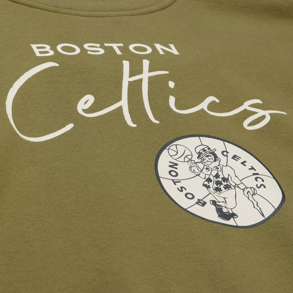Mitchell & Ness Boston Celtics Women's Lightweight Script Sweatshirt Olive