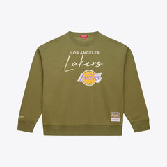 Mitchell & Ness Los Angeles Lakers Women's Lightweight Script Sweatshirt Olive