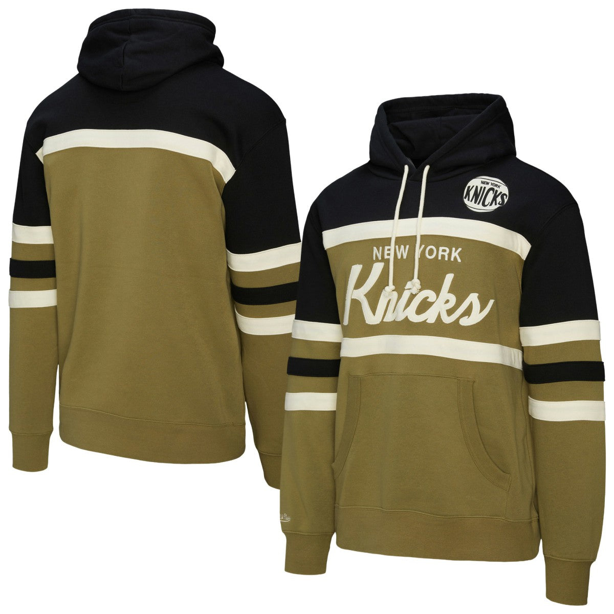 Mitchell & Ness New York Knicks Double Clutch Head Coach Hoodie Olive/Black