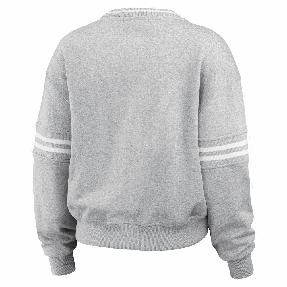 New York Mets WEAR by Erin Andrews Women's Sleeve Stripe Fleece Sweatshirt Online