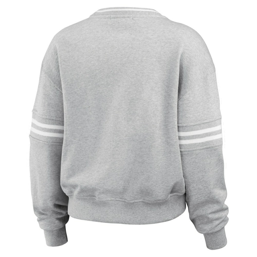 New York Yankees WEAR by Erin Andrews Women's Sleeve Stripe Fleece Crewneck Sweatshirt Near Me