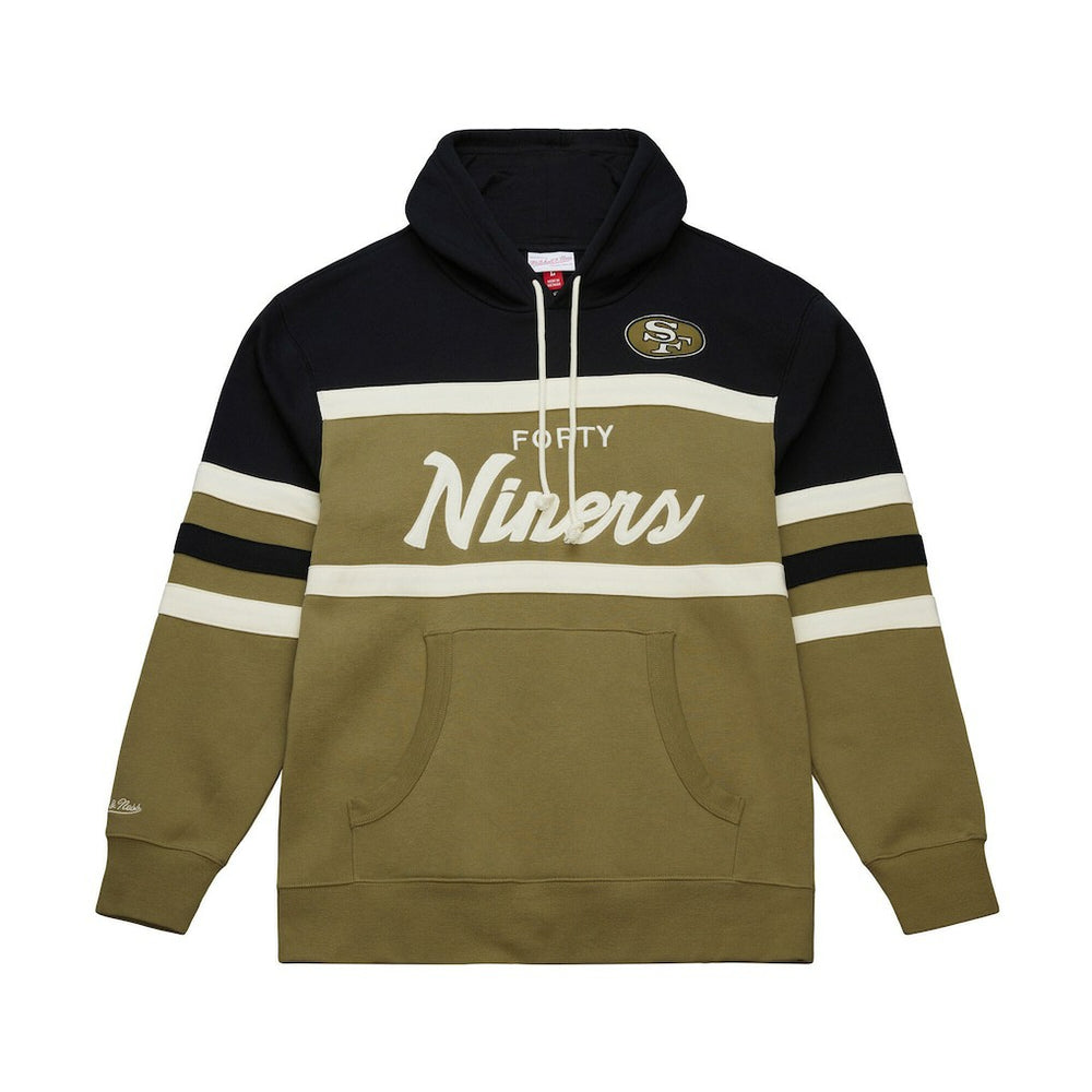 San Francisco 49ers Vintage Logo Head Coach Hoodie - Olive - Mitchell & Ness