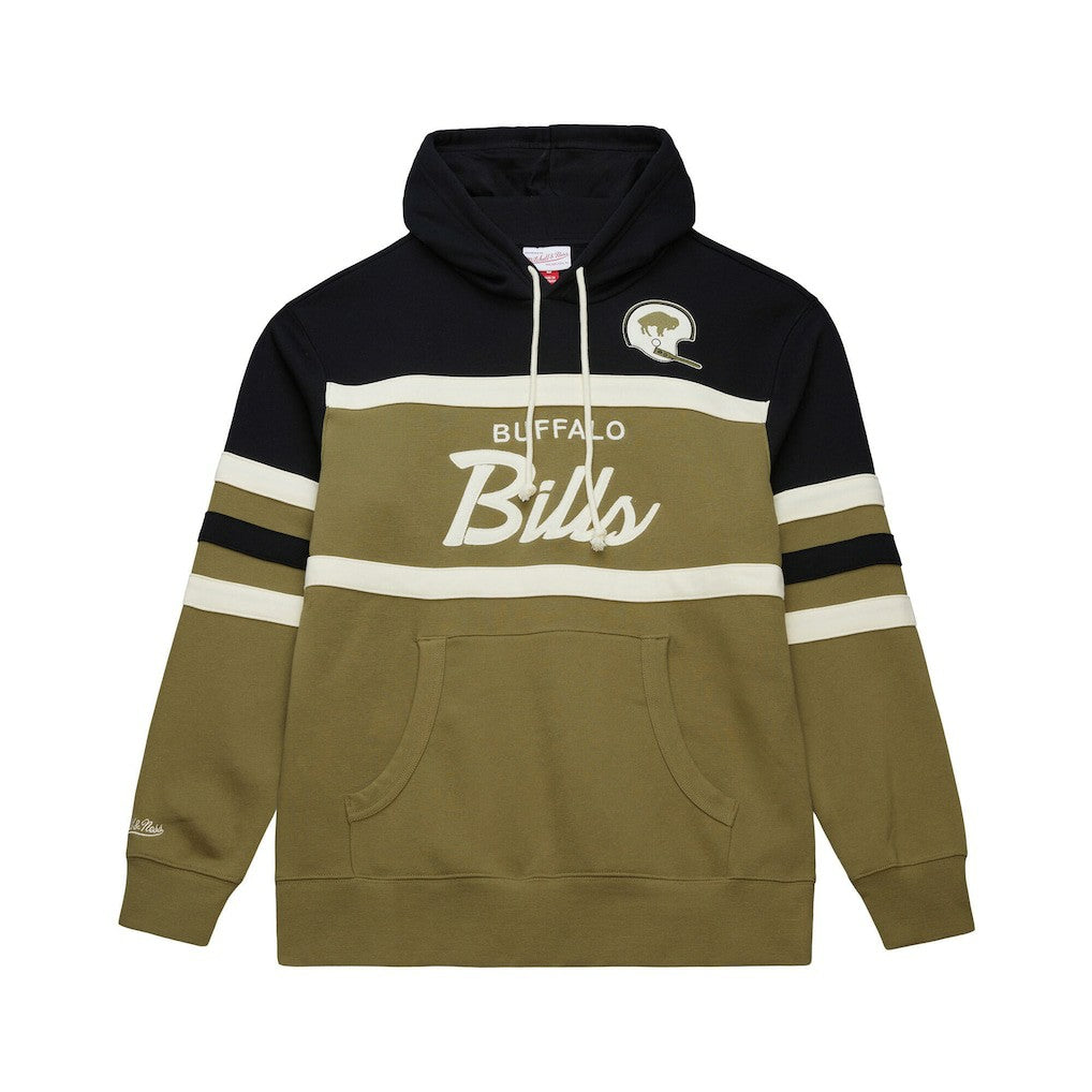 Buffalo Bills Vintage Logo Head Coach Hoodie - Olive - Mitchell & Ness