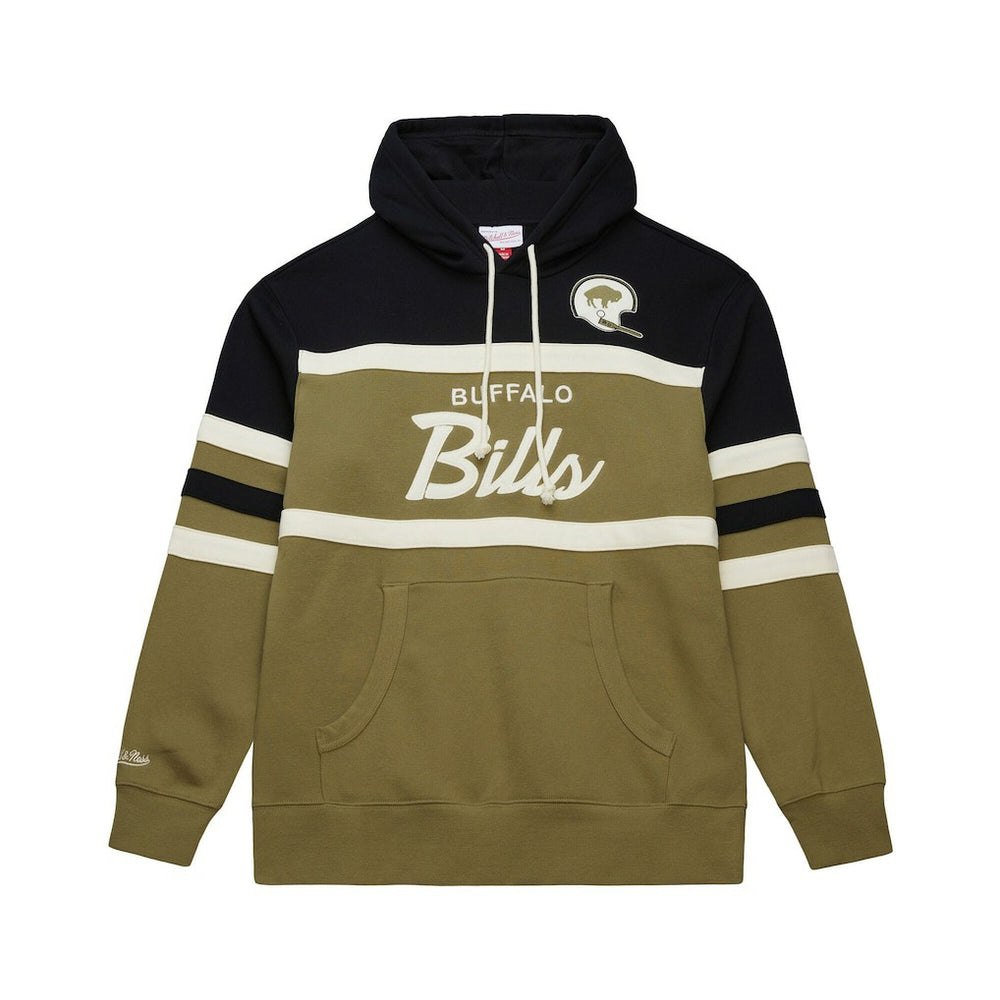 Buffalo Bills Vintage Logo Head Coach Hoodie - Olive - Mitchell & Ness