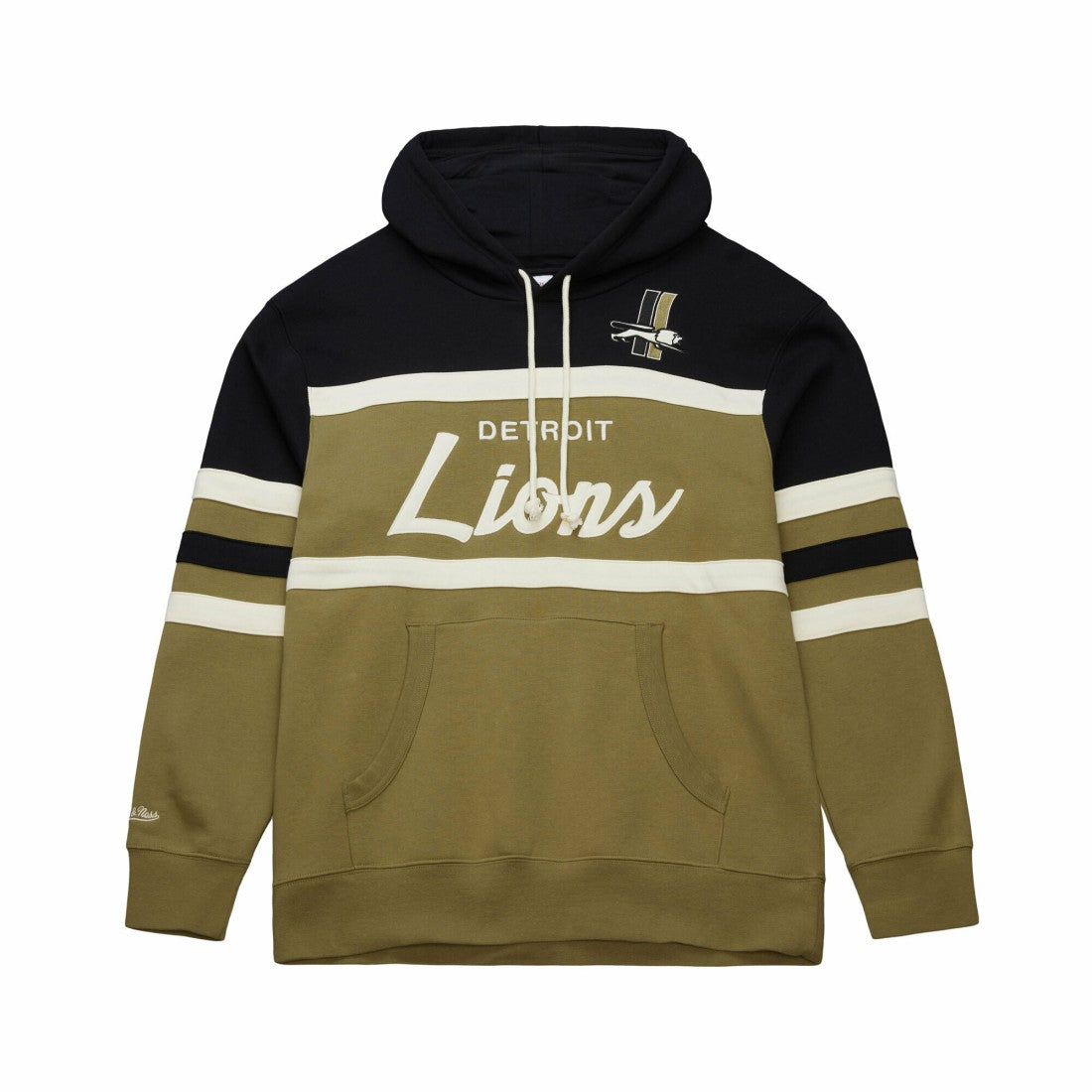 Detroit Lions Vintage Logo Head Coach Hoodie - Olive - Mitchell & Ness