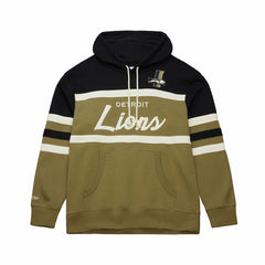 Detroit Lions Vintage Logo Head Coach Hoodie - Olive - Mitchell & Ness