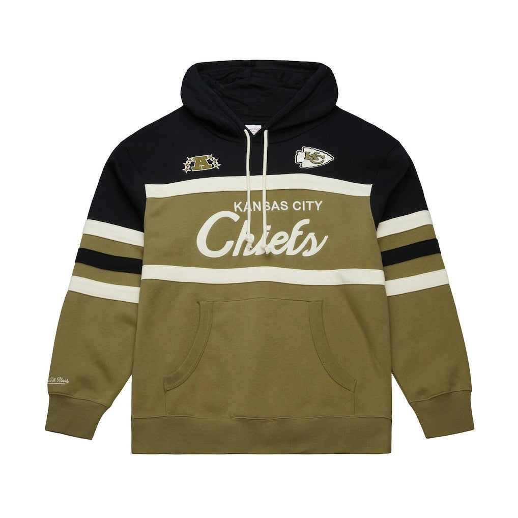 Kansas City Chiefs Vintage Logo Head Coach Hoodie - Olive - Mitchell & Ness