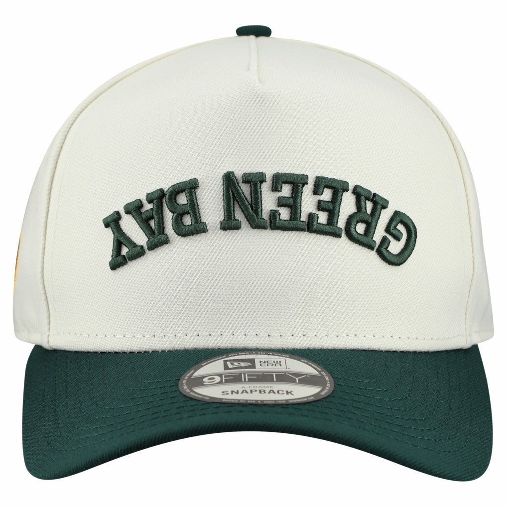 Green Bay Packers New Era Upside Down 9FIFTY A-Frame Snapback Hat - Cream - NFL