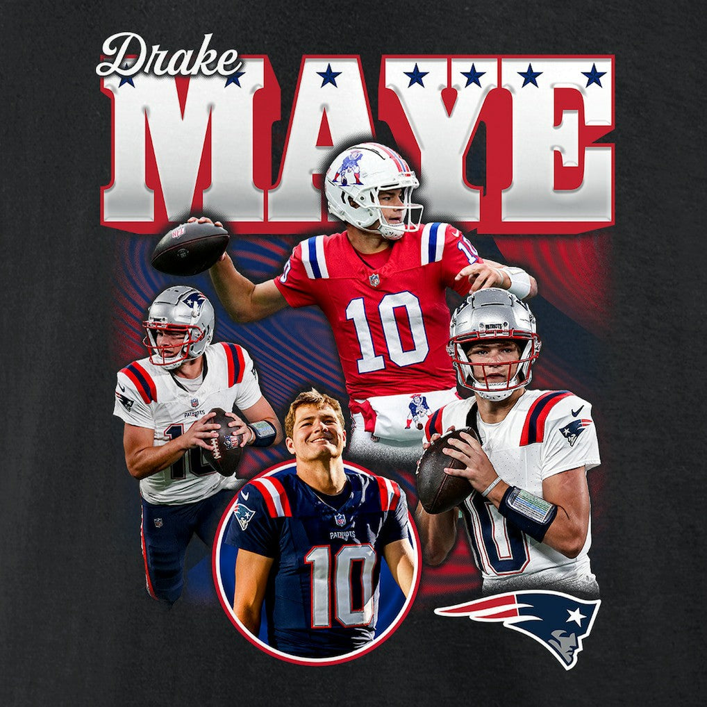 Drake Maye New England Patriots Notorious T-Shirt - Black - NFL