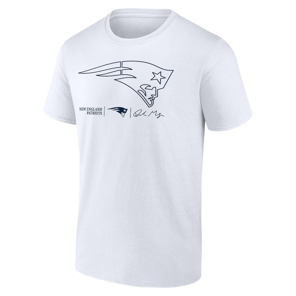 Drake Maye New England Patriots Outline Player T-Shirt - White - NFL