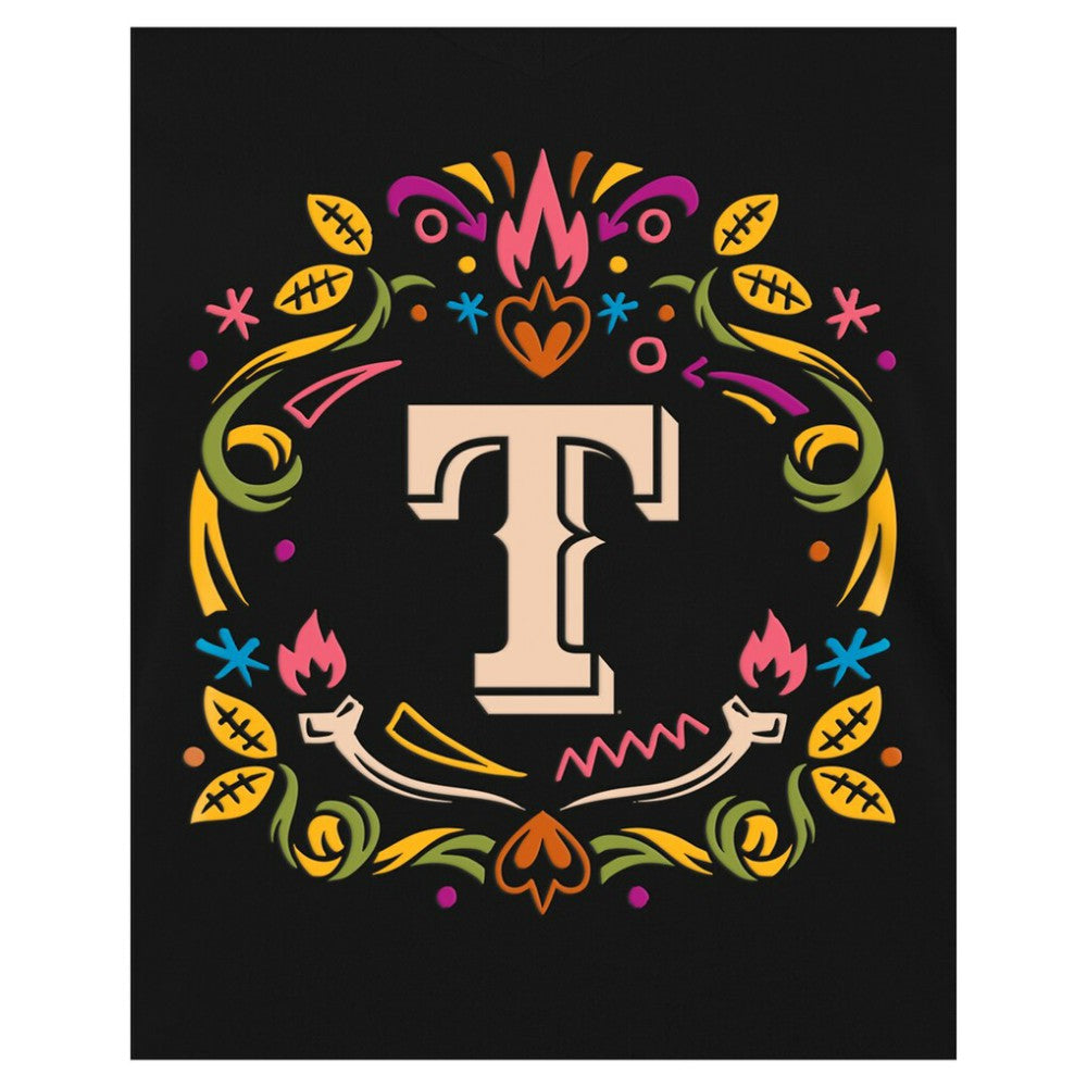 Texas Rangers New Era Women's Día de los Muertos V-Neck T-Shirt Discount
