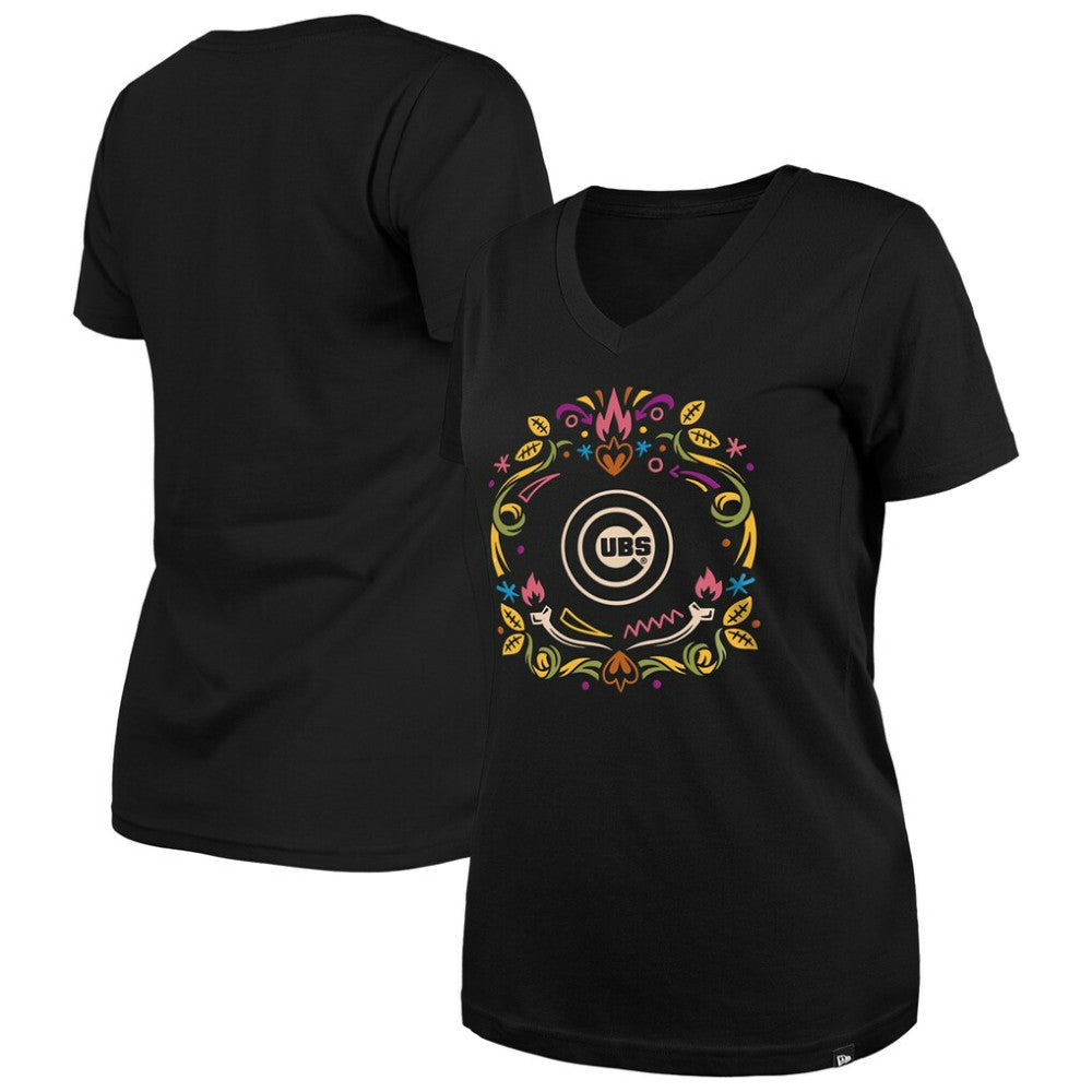 Chicago Cubs New Era Women's Día de los Muertos V-Neck T-Shirt Online