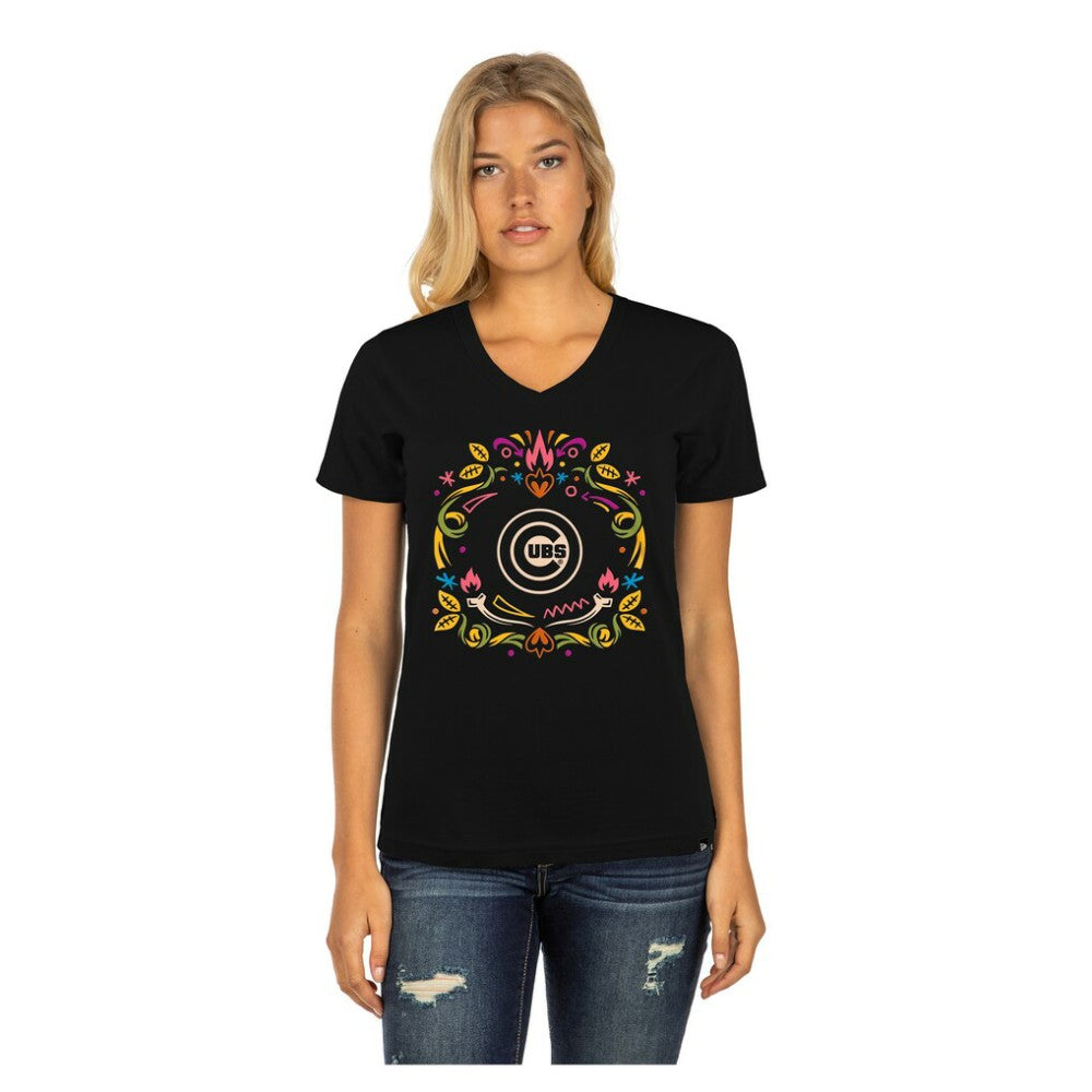 Chicago Cubs New Era Women's Día de los Muertos V-Neck T-Shirt Online