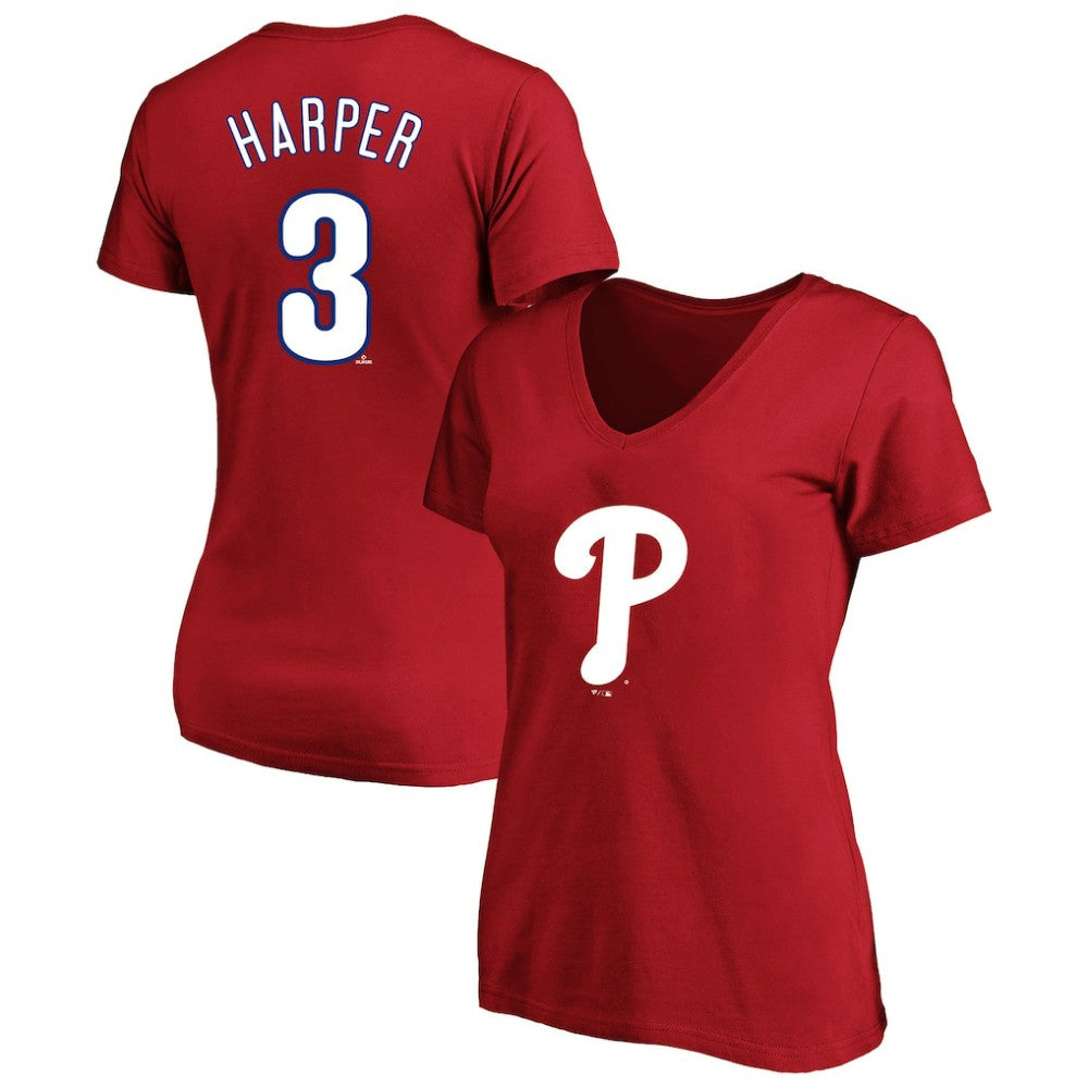 Bryce Harper Philadelphia Phillies Profile Women's Plus Size Name & Number V-Neck T-Shirt Online