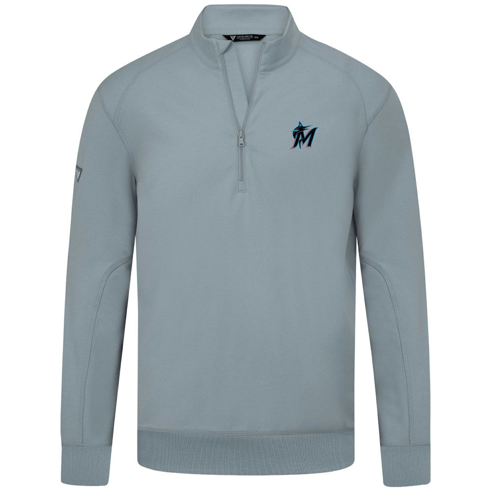 Miami Marlins Levelwear Upright Insignia Tri-Blend Quarter-Zip Pullover Sale