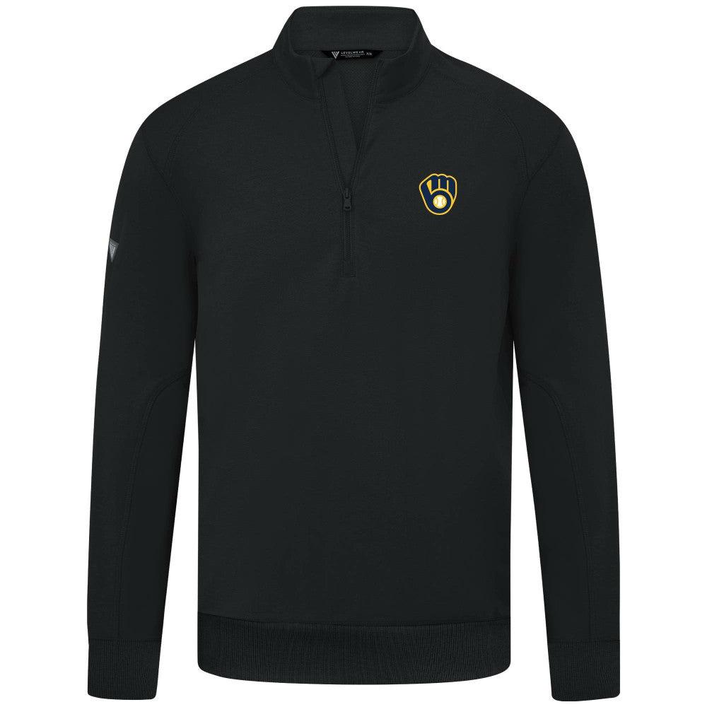 Milwaukee Brewers Levelwear Upright Insignia Tri-Blend Quarter-Zip Pullover Discount