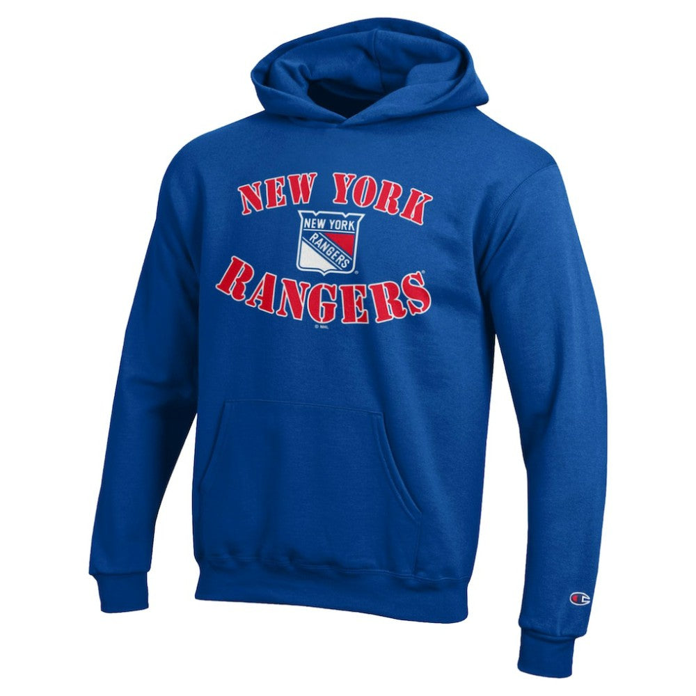 New York Rangers Champion Youth Fleece Powerblend Hoodie - Blue | NHL Lifestyle