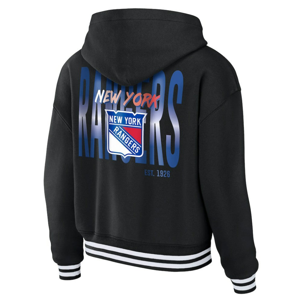 New York Rangers WEAR by Erin Andrews Women's Cropped Lace-Up Hoodie - Black | NHL discount