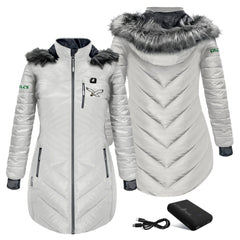Philadelphia Eagles ActionHeat Women's 5V Battery Heated Long Puffer Full-Zip Hoodie Jacket - White - NFL