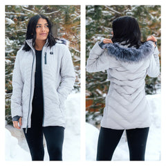 Philadelphia Eagles ActionHeat Women's 5V Battery Heated Long Puffer Full-Zip Hoodie Jacket - White - NFL