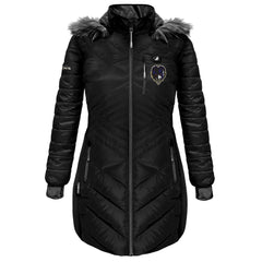 Baltimore Ravens ActionHeat Women's 5V Battery Heated Long Puffer Full-Zip Hoodie Jacket - Black - NFL