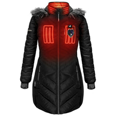 Baltimore Ravens ActionHeat Women's 5V Battery Heated Long Puffer Full-Zip Hoodie Jacket - Black - NFL