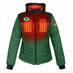 Green Bay Packers ActionHeat Women's 5V Battery Heated Insulated Puffer Full-Zip Jacket - Green/Black - NFL