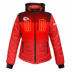 Kansas City Chiefs ActionHeat Women's 5V Battery Heated Insulated Puffer Full-Zip Jacket - Red/Black - NFL