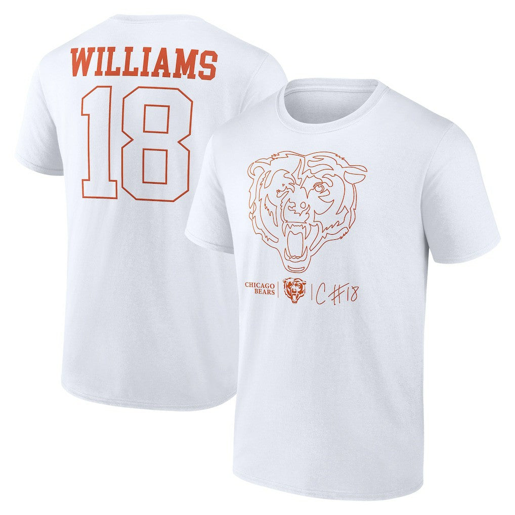 Caleb Williams Chicago Bears Outline Player T-Shirt - White - NFL
