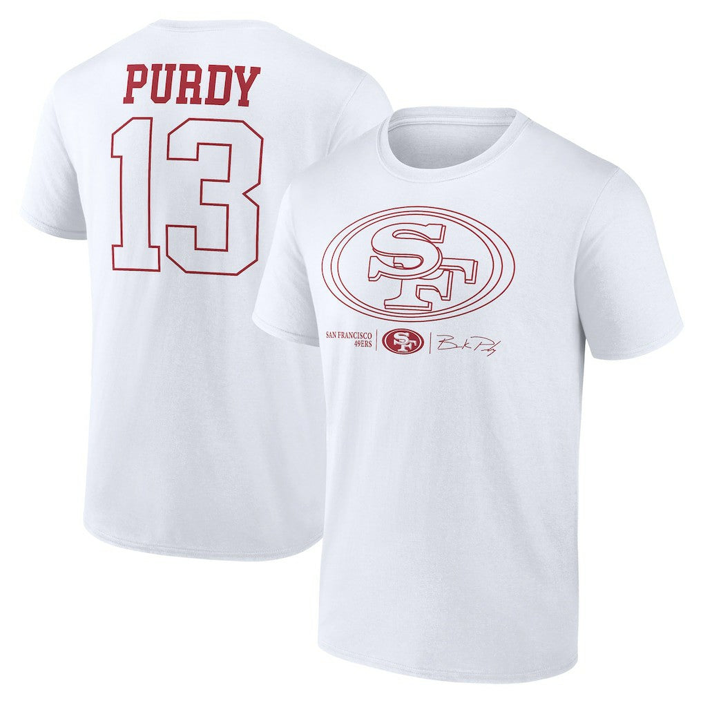 Brock Purdy San Francisco 49ers Outline Player T-Shirt - White - NFL