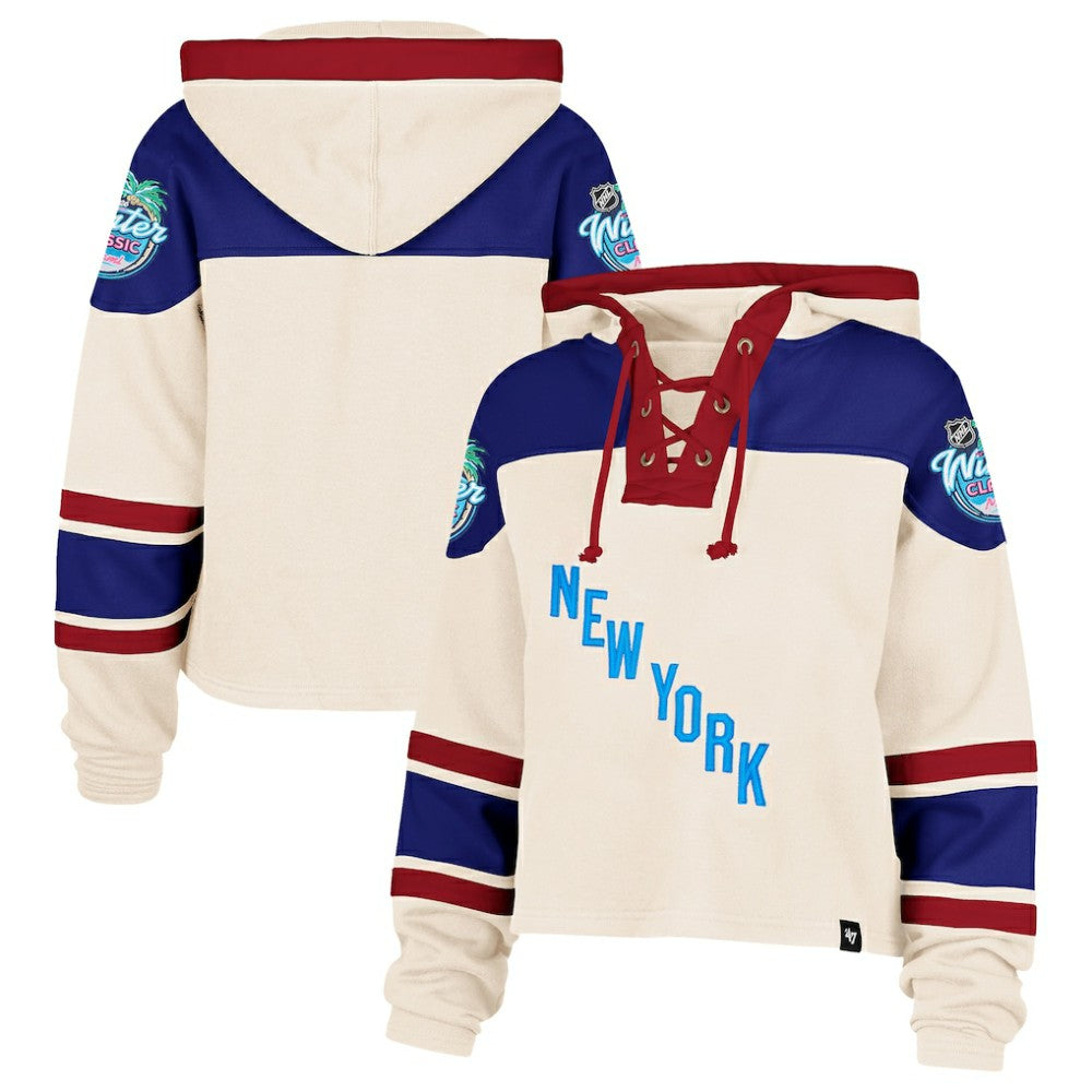 New York Rangers '47 Women's 2026 NHL Winter Classic Cropped Superior Lacer Hoodie - Cream | 47 brand near me