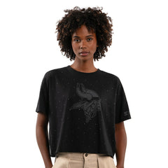Minnesota Vikings Starter Women's Rhinestone Sprinkle Boxy Cropped T-Shirt - Black - NFL