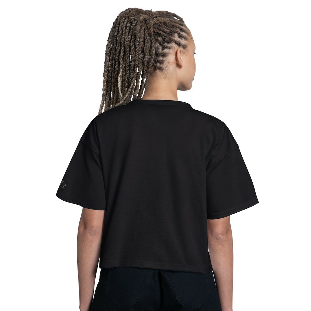 Carolina Panthers Starter Women's Rhinestone Sprinkle Boxy Cropped T-Shirt - Black - NFL