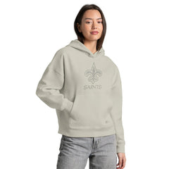 New Orleans Saints Starter Women's Rhinestone Relaxed Hoodie - Khaki - NFL