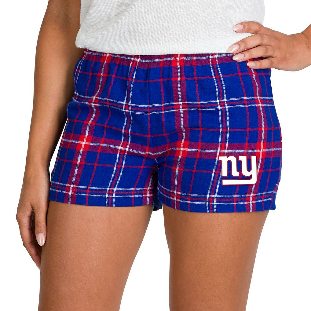 New York Giants Concepts Sport Women's Ultimate Flannel Shorts - Royal/Red - NFL