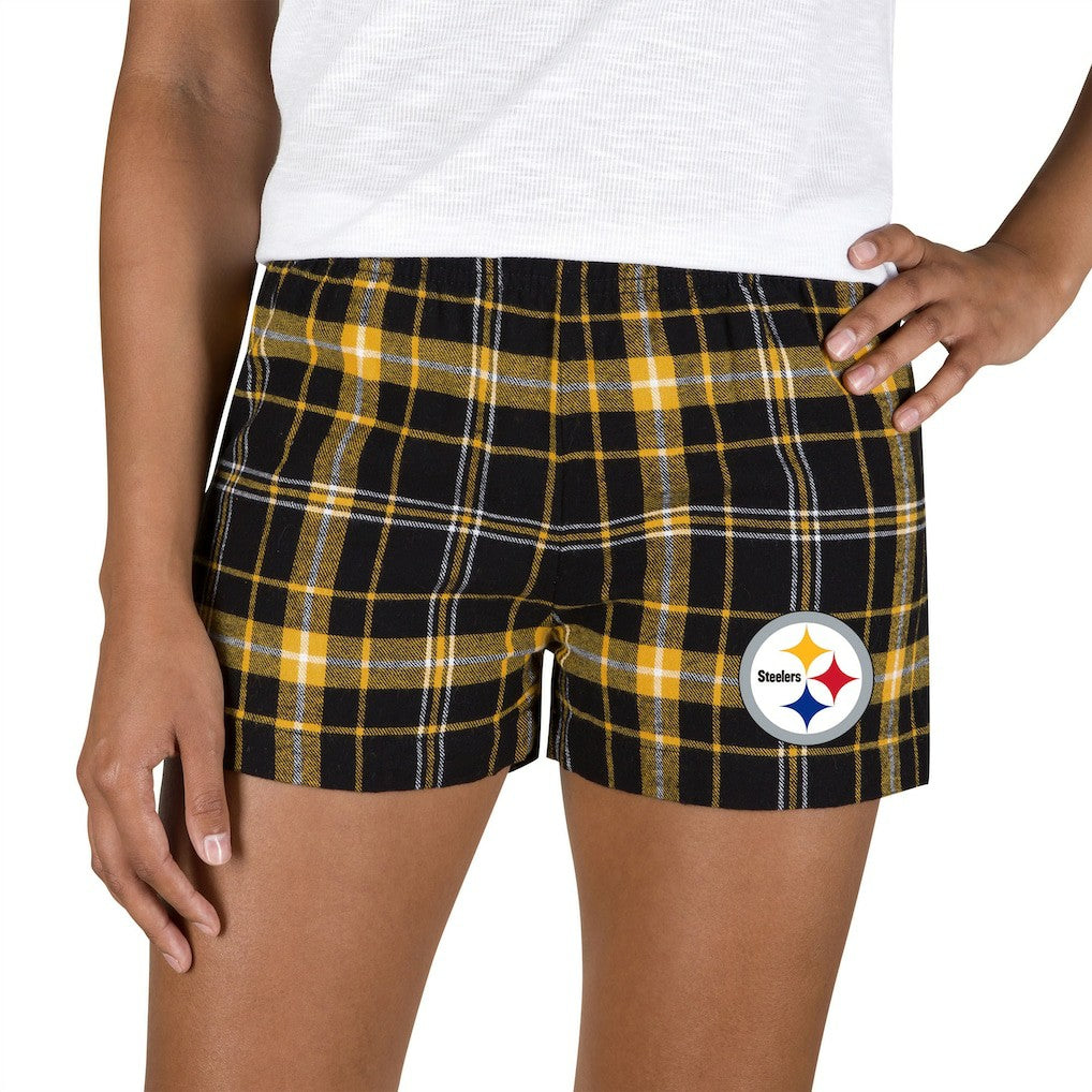 Pittsburgh Steelers Concepts Sport Women's Ultimate Flannel Shorts - Black/Gold - NFL