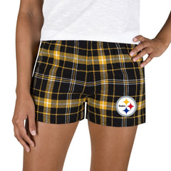 Pittsburgh Steelers Concepts Sport Women's Ultimate Flannel Shorts - Black/Gold - NFL
