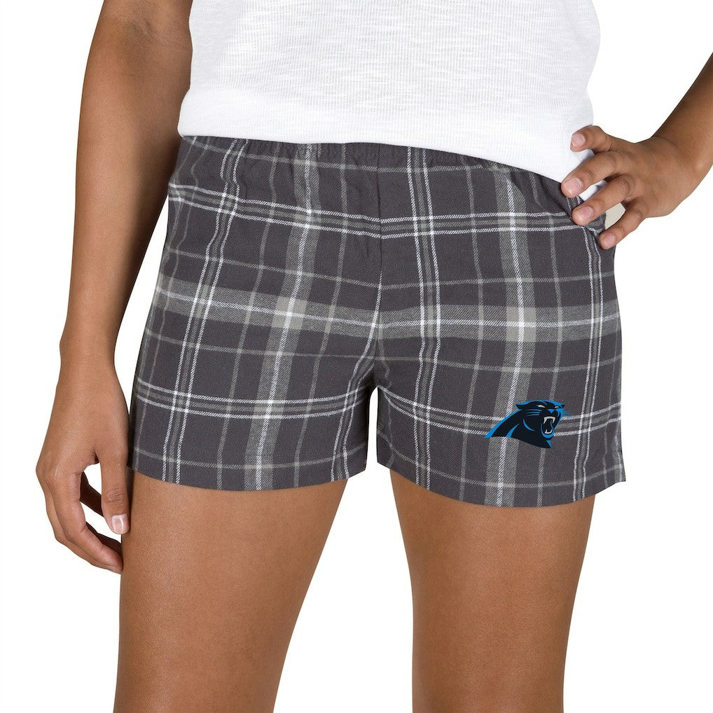Carolina Panthers Concepts Sport Women's Ultimate Flannel Shorts - Charcoal/Gray - NFL