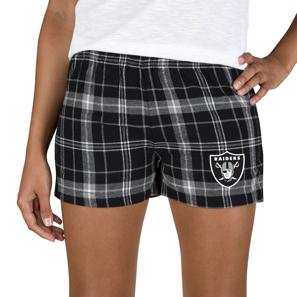 Las Vegas Raiders Concepts Sport Women's Ultimate Flannel Shorts - Black/Gray - NFL