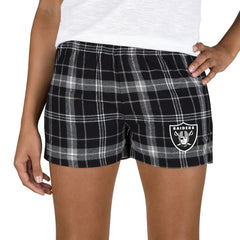 Las Vegas Raiders Concepts Sport Women's Ultimate Flannel Shorts - Black/Gray - NFL