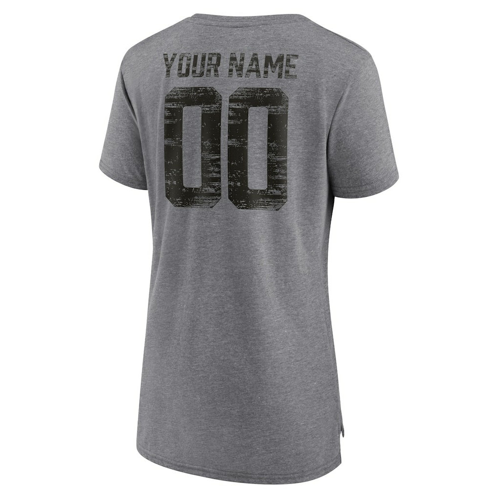 Atlanta Falcons Women's Heritage Custom Name & Number Tri-Blend T-Shirt - Gray - NFL