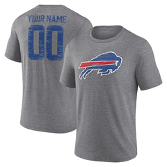 Buffalo Bills Heritage Custom Name & Number Tri-Blend T-Shirt - Gray - NFL