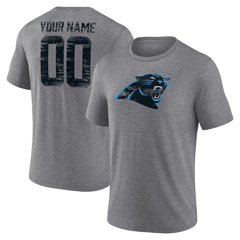 Carolina Panthers Heritage Custom Name & Number Tri-Blend T-Shirt - Gray - NFL