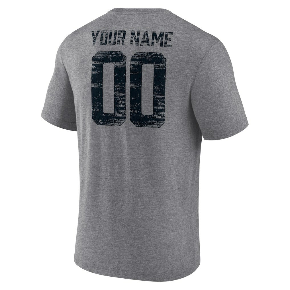 Carolina Panthers Heritage Custom Name & Number Tri-Blend T-Shirt - Gray - NFL